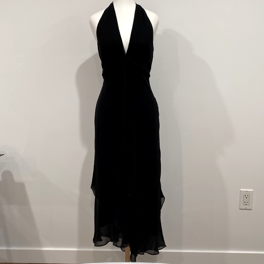 BCBG Asymmetric Silk Maxi Halter Dress - Size 0